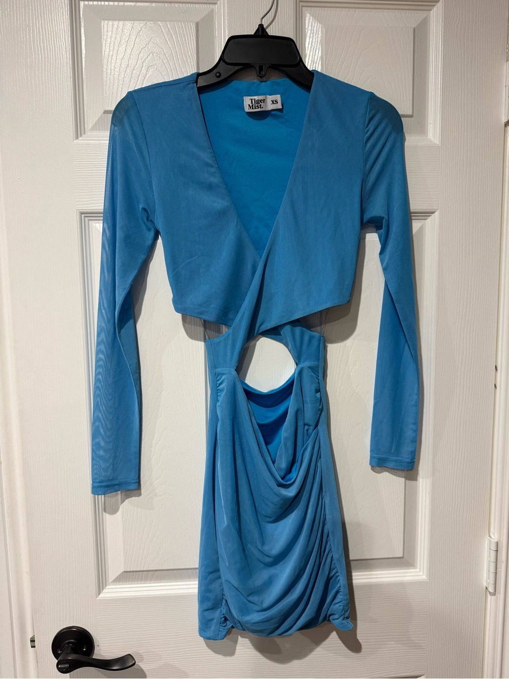 Tiger Mist Blue Cutout Drape Mini Dress size XS